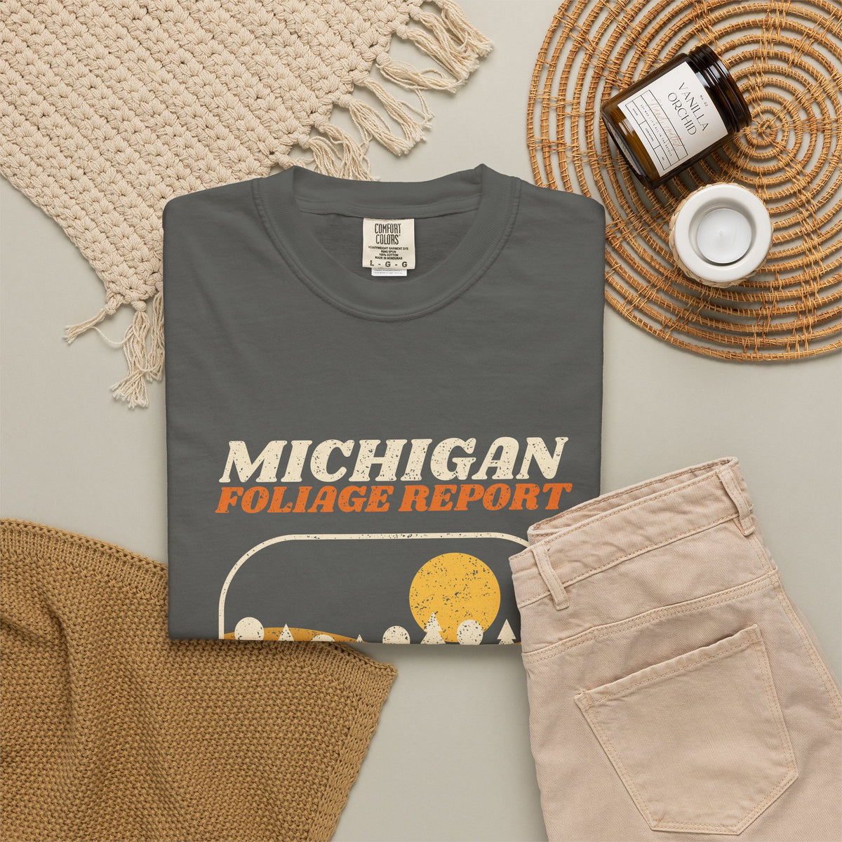 Michigan Foliage Report Retro Landscape T-Shirt