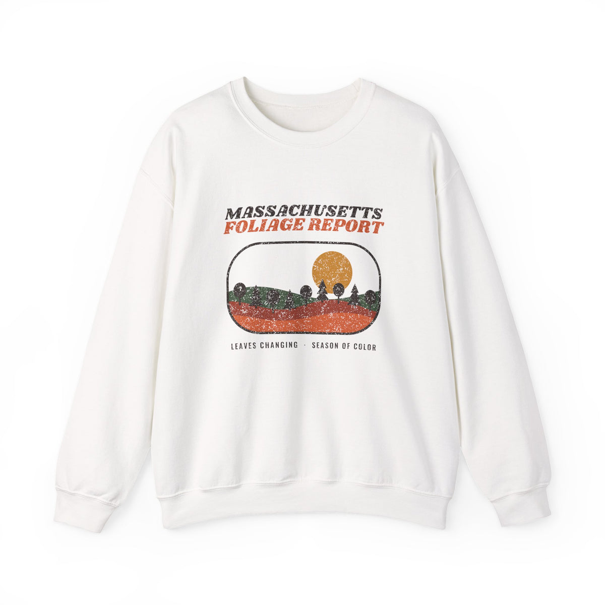 Massachusetts Foliage Report Retro Landscape Crewneck Sweatshirt