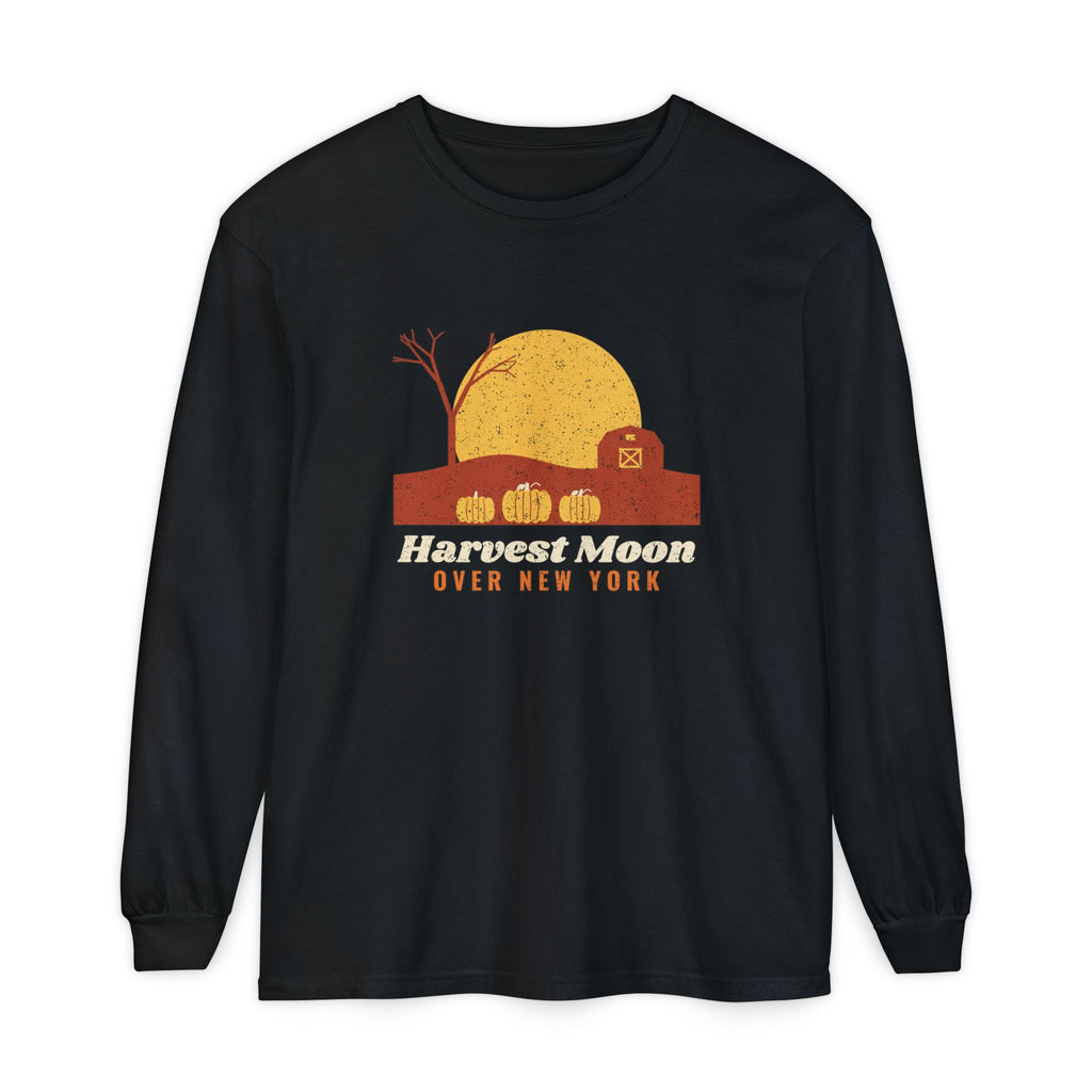 Harvest Moon Over New York Barn Long Sleeve Tee