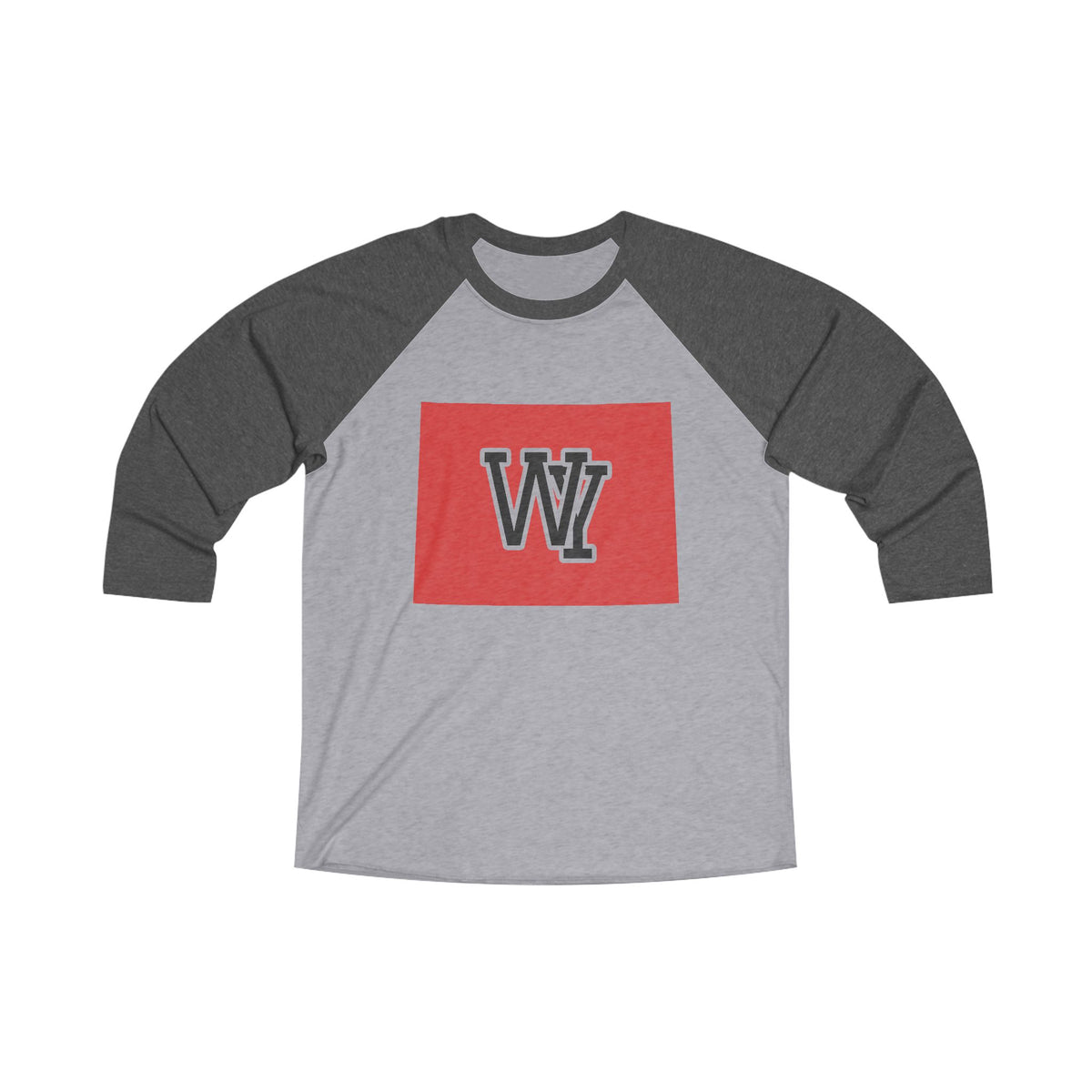 Wyoming Varsity Monogram Map Raglan 3/4 Sleeve Tee