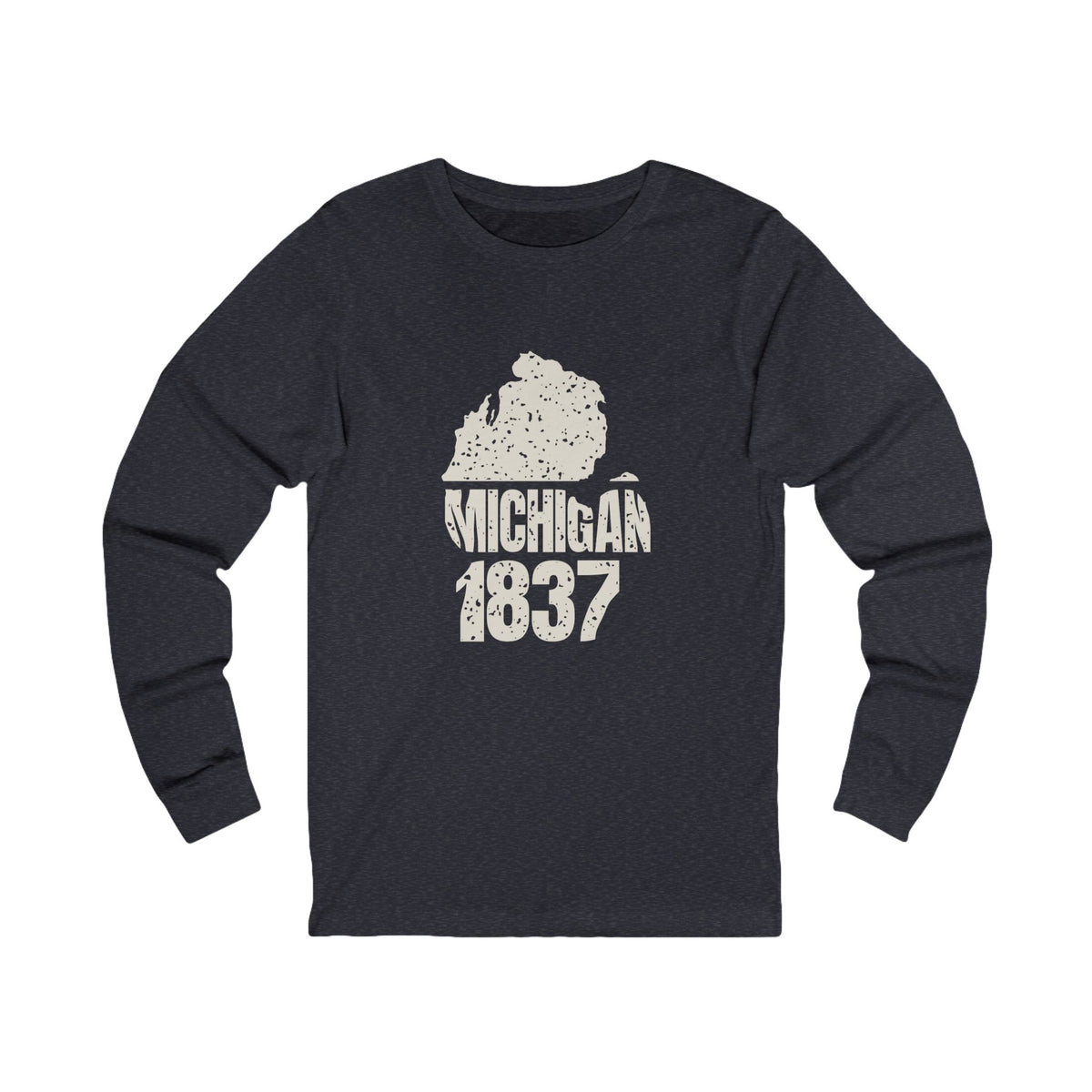 Michigan Vintage Letters Map Long Sleeve Tee