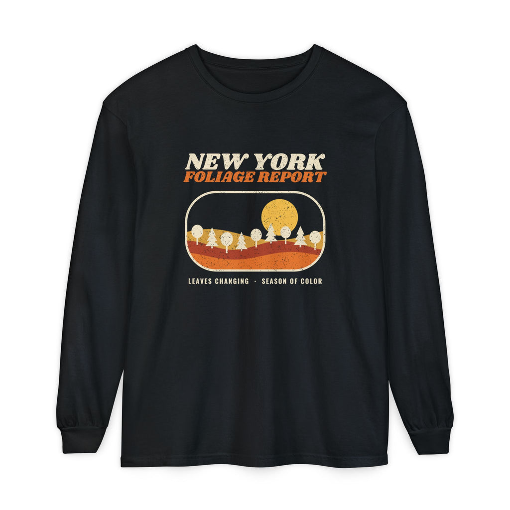 New York Foliage Report Retro Landscape Long Sleeve Tee