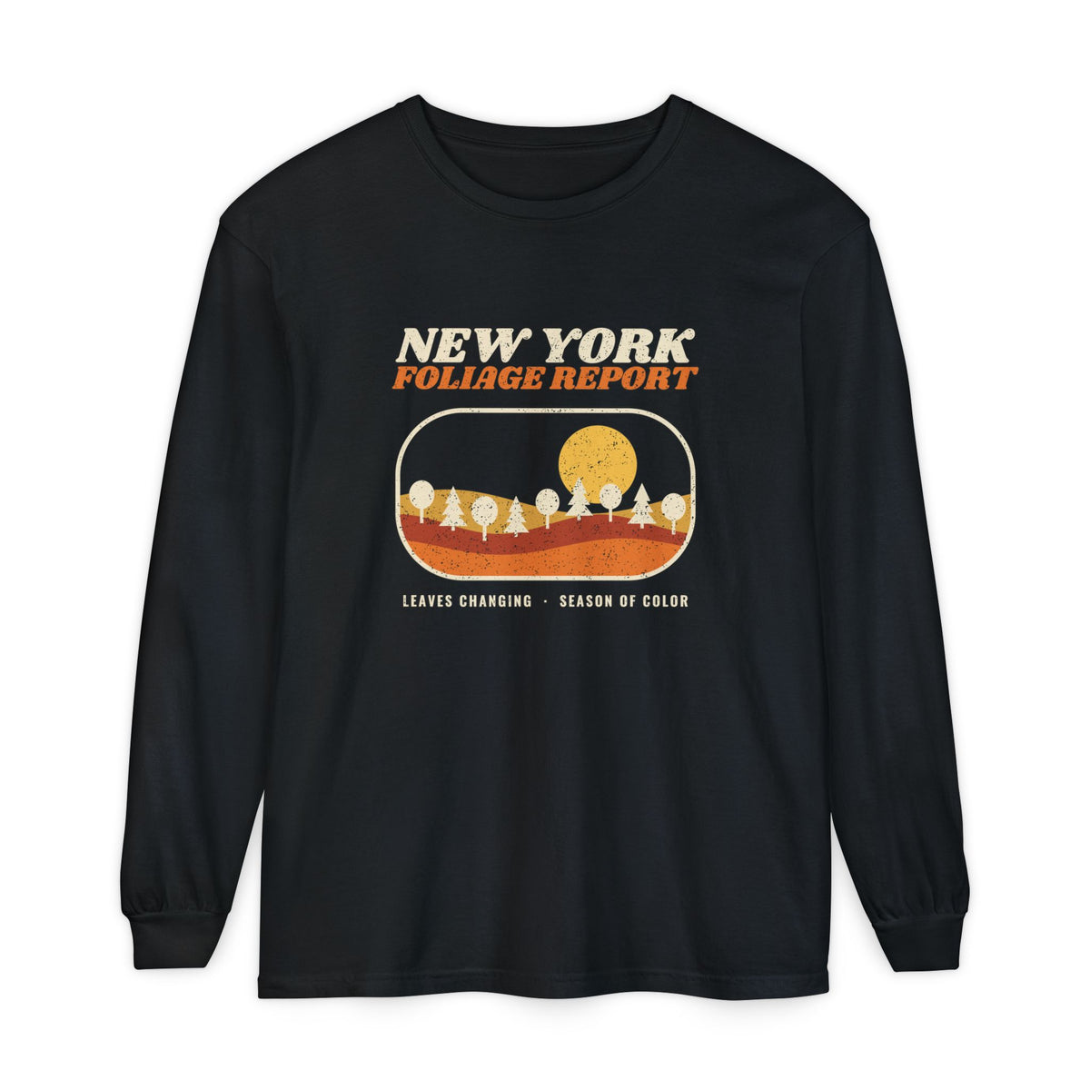 New York Foliage Report Retro Landscape Long Sleeve Tee