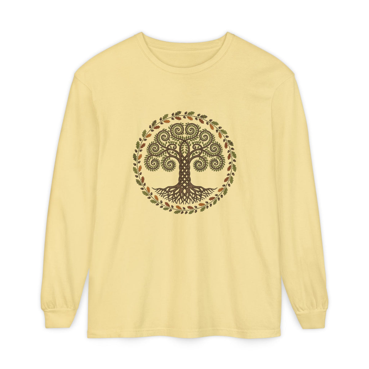 Celtic Tree of Life Autumn Oak Wreath Long Sleeve Tee
