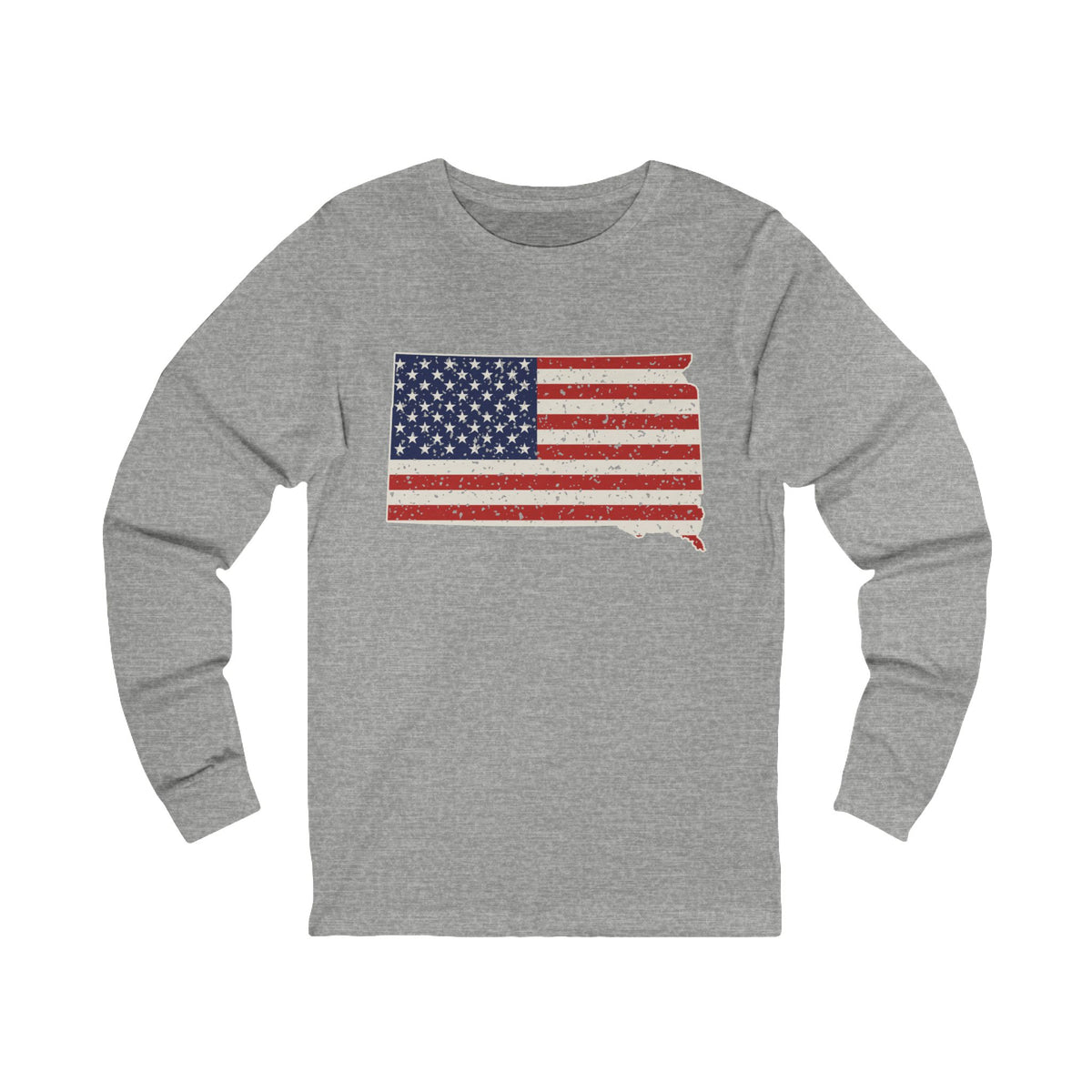 South Dakota American Flag Map Long Sleeve Tee