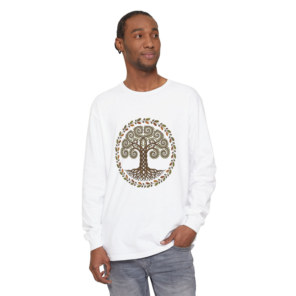 Celtic Tree of Life Autumn Oak Wreath Long Sleeve Tee