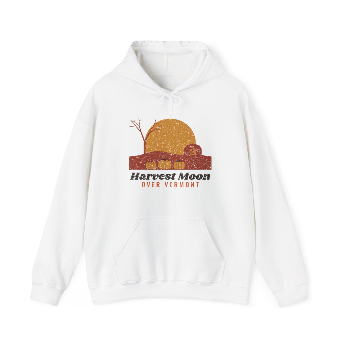 Harvest Moon Over Vermont Barn Hoodie