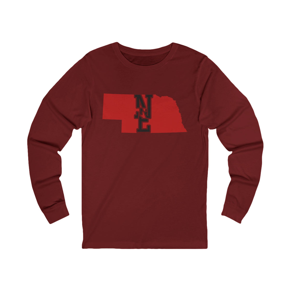 Nebraska Varsity Monogram Map Long Sleeve Tee