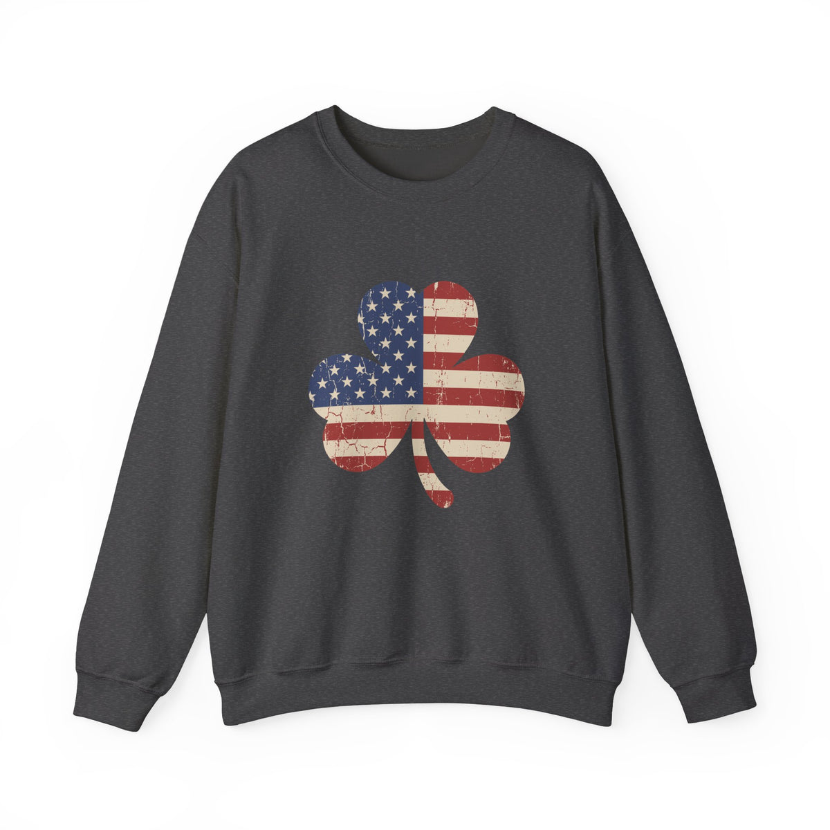 Irish American Flag Shamrock Distressed Vintage Crewneck Sweatshirt