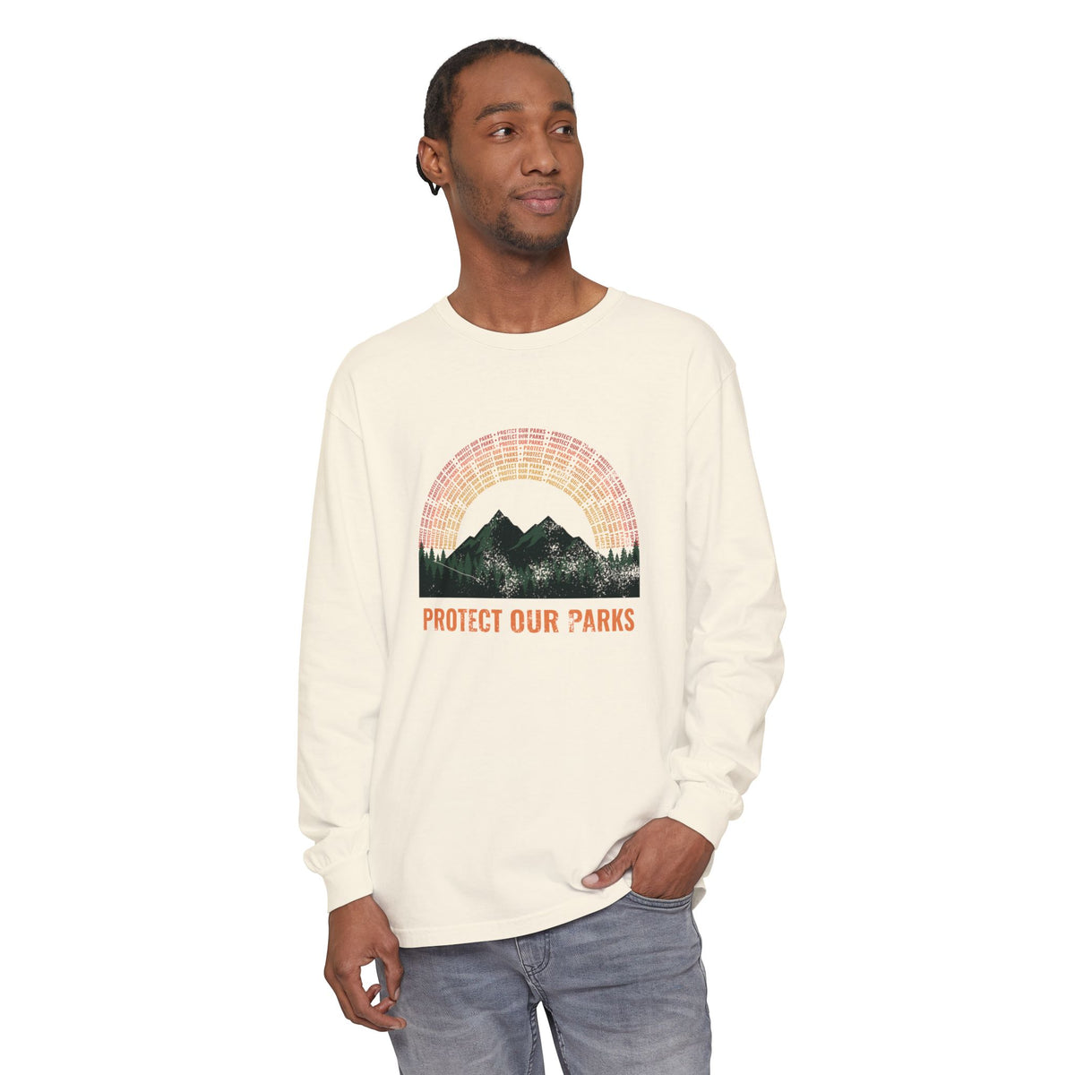 Protect Our Parks Retro Sunset Mountains Long Sleeve Tee