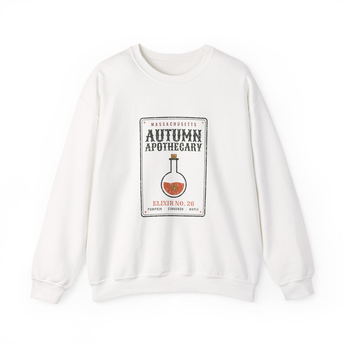 Massachusetts Autumn Apothecary Label Crewneck Sweatshirt