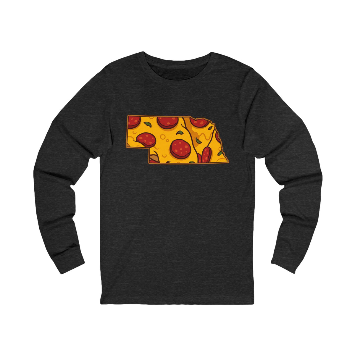 Nebraska Pizza Map Long Sleeve Tee