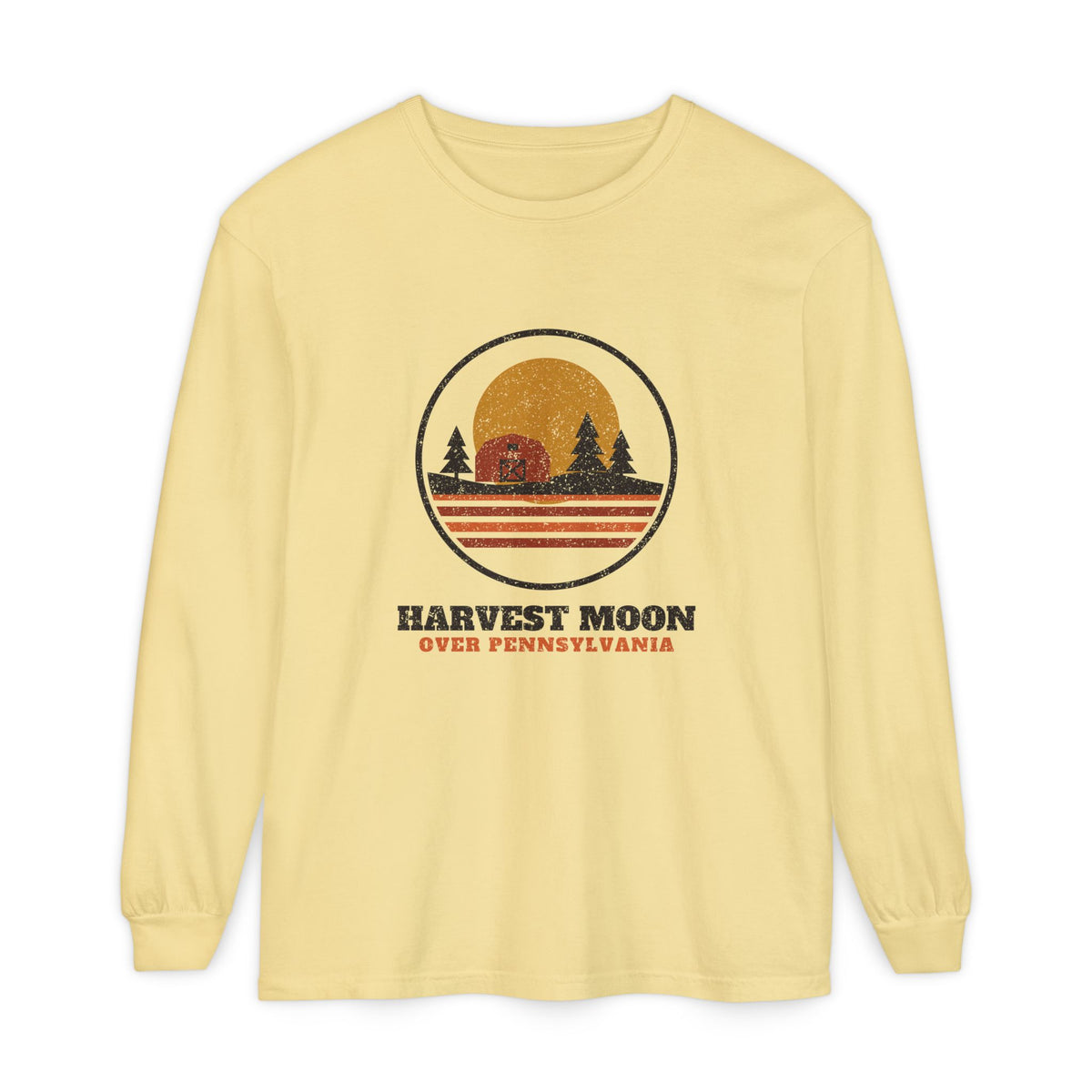 Harvest Moon Over Pennsylvania Retro Badge Long Sleeve Tee