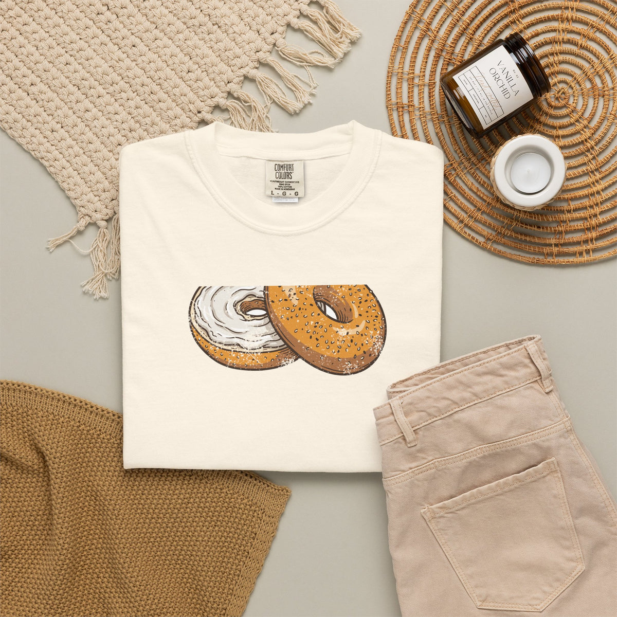 New York Everything Bagel Retro Food Illustration T-Shirt