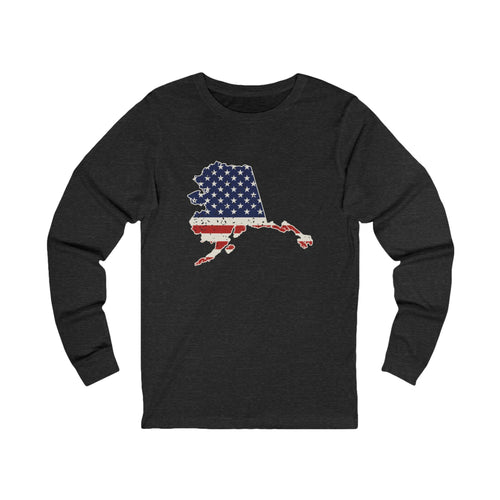 Alaska American Flag Map Long Sleeve Tee