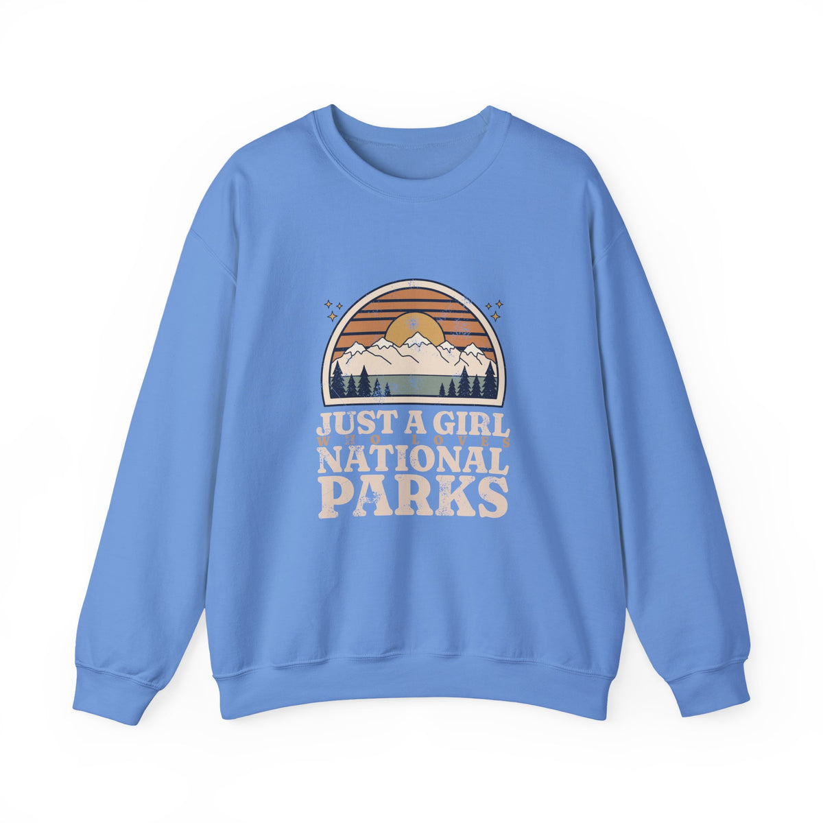 Just a Girl Who Loves National Parks Retro Sunset Crewneck Sweatshirt