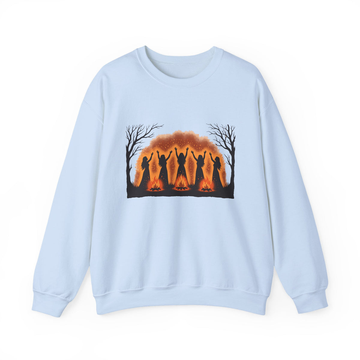 Women Dancing Around Bonfires Night Silhouettes Crewneck Sweatshirt