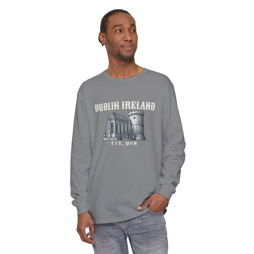 Dublin Ireland Castle Pen and Ink Sketch Long Sleeve Tee