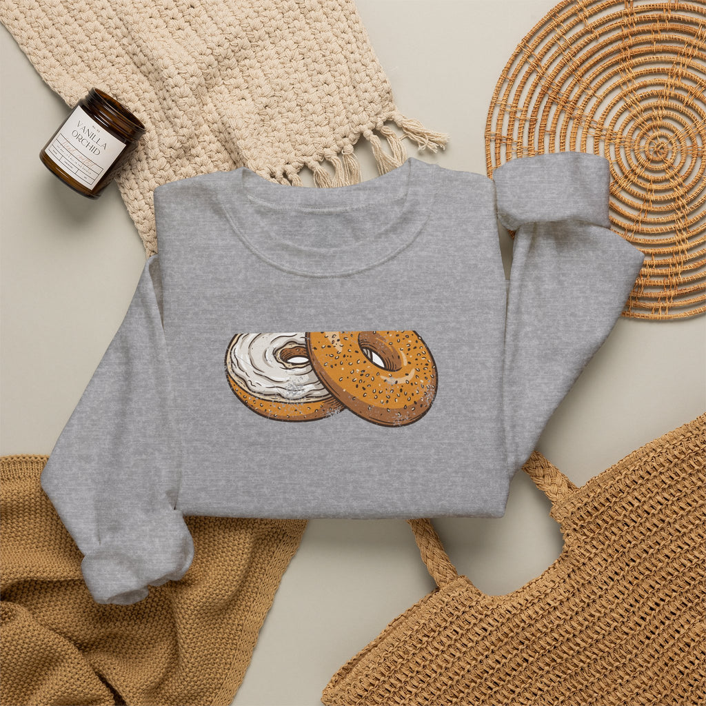 New York Everything Bagel Retro Food Illustration Crewneck Sweatshirt