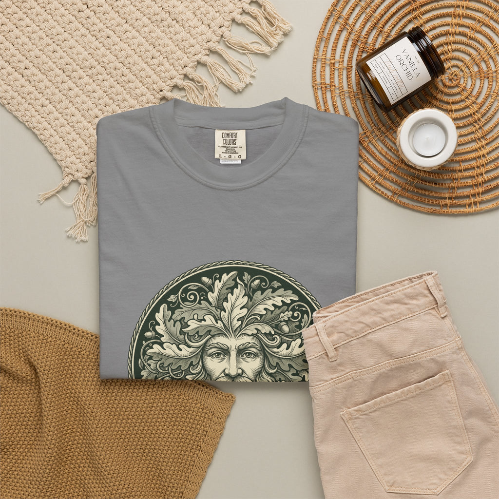 Green Man Oak Leaf and Acorn Medallion T-Shirt