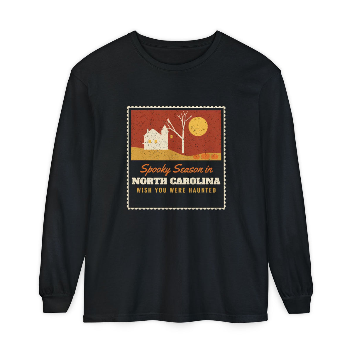 Spooky Season in North Carolina Haunted Postcard Long Sleeve Tee