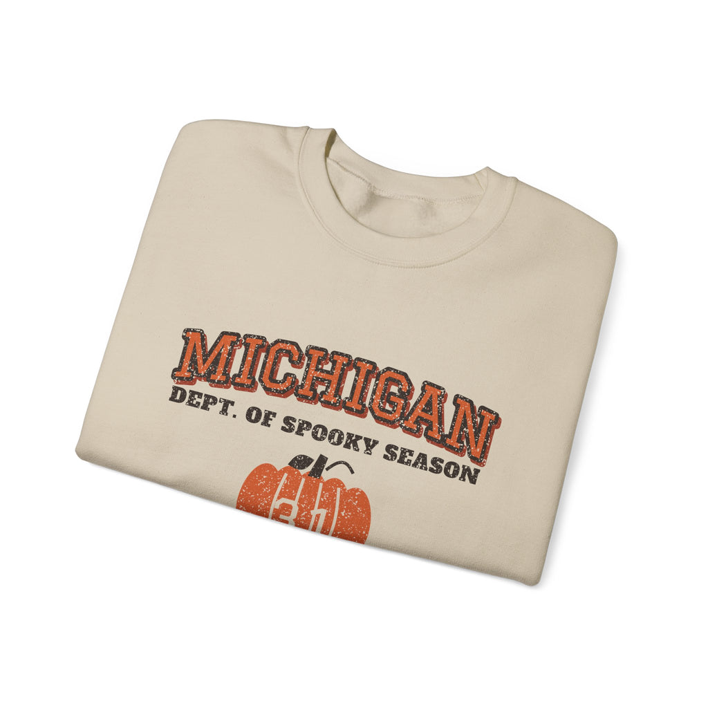 Michigan Dept. of Spooky Season Varsity Crewneck Sweatshirt