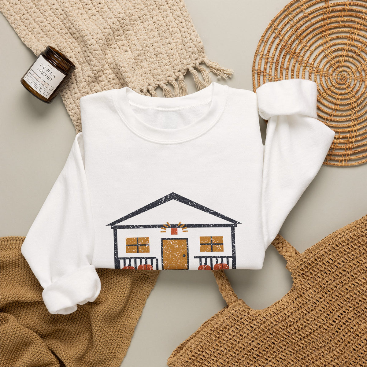 Porch Light On Rhinebeck New York Trick or Treat Crewneck Sweatshirt
