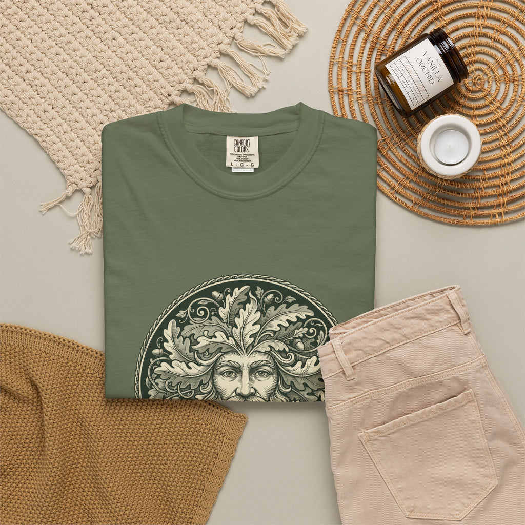 Green Man Oak Leaf and Acorn Medallion T-Shirt
