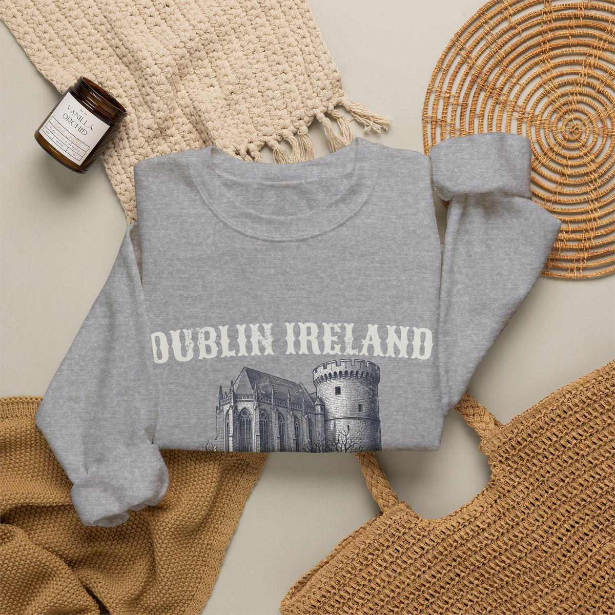 Dublin Ireland Castle Pen and Ink Sketch Crewneck Sweatshirt