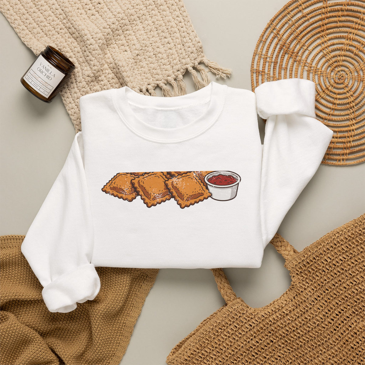 St Louis Toasted Ravioli Retro Food Illustration Crewneck Sweatshirt