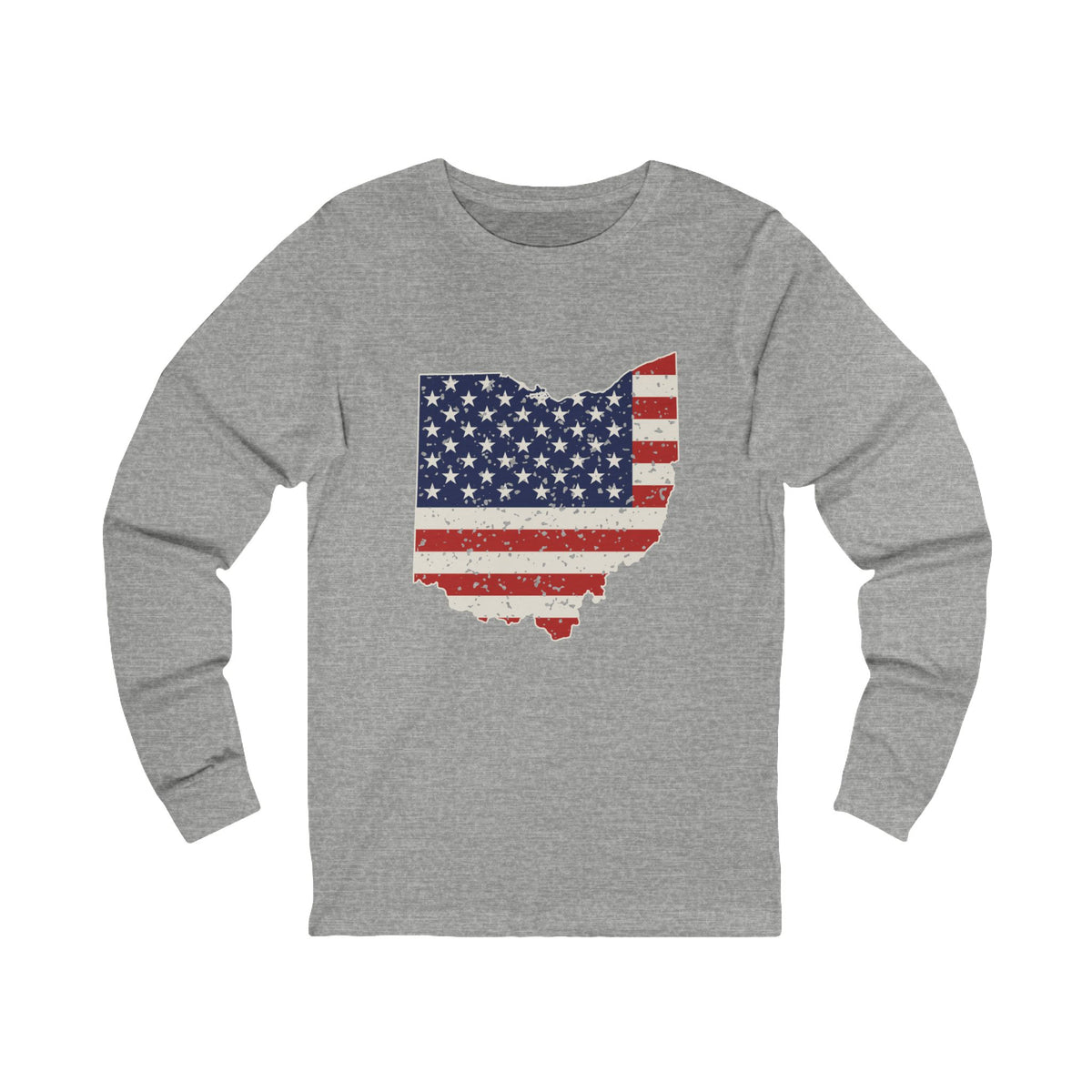 Ohio American Flag Map Long Sleeve Tee
