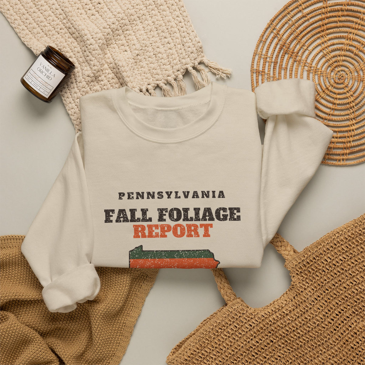 Pennsylvania Fall Foliage Report Map Crewneck Sweatshirt