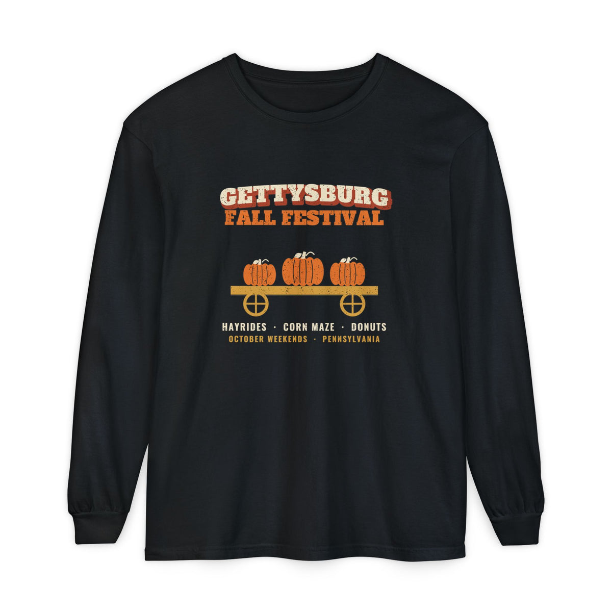 Gettysburg Pennsylvania Fall Festival Hay Wagon Long Sleeve Tee