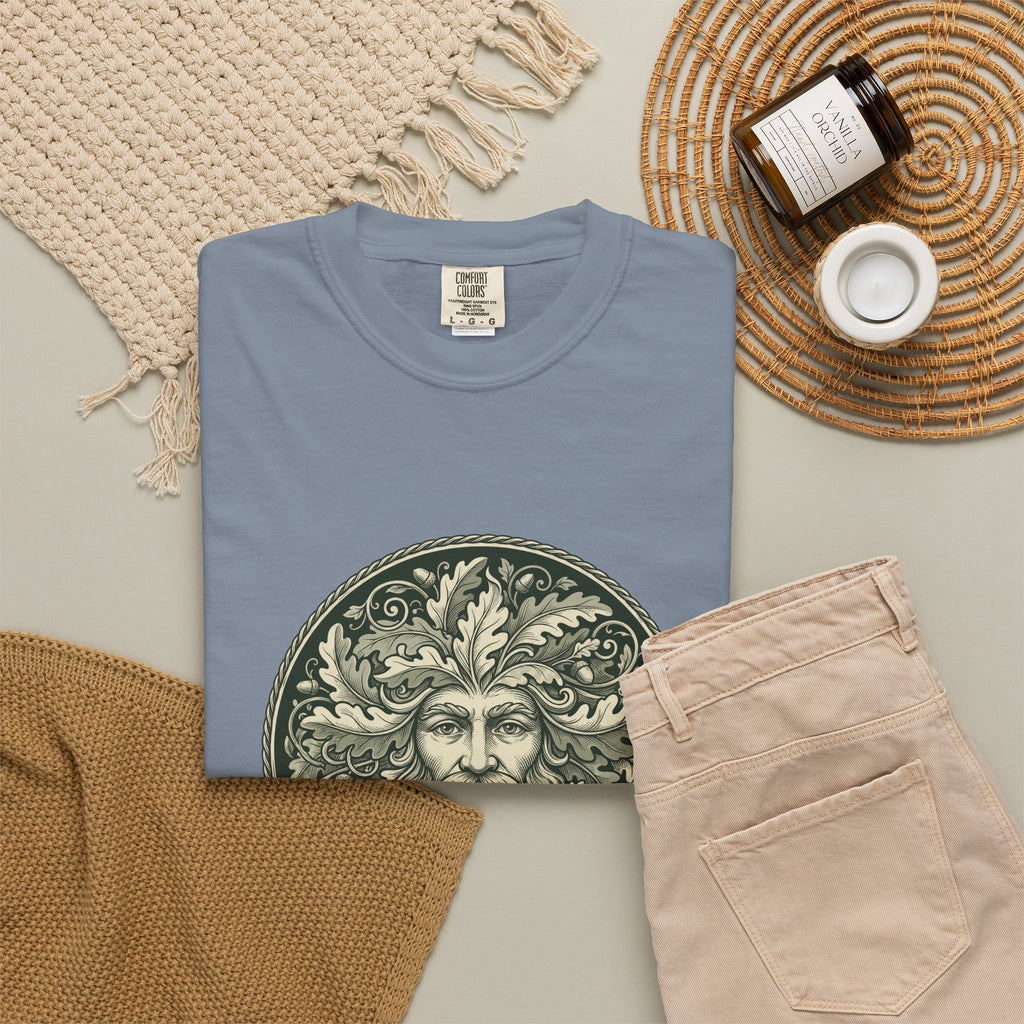 Green Man Oak Leaf and Acorn Medallion T-Shirt