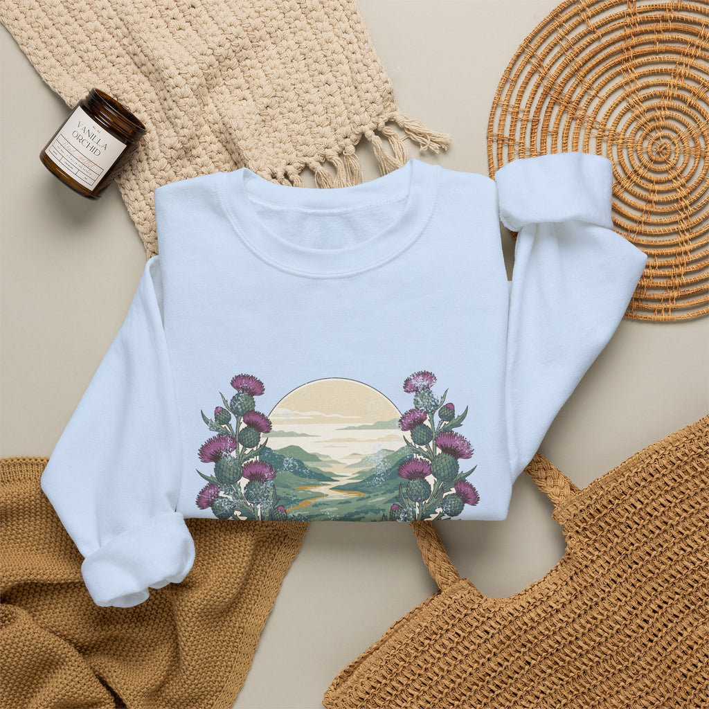 Just a Girl Who Loves Scotland Thistles Highland Glen Crewneck Sweatshirt