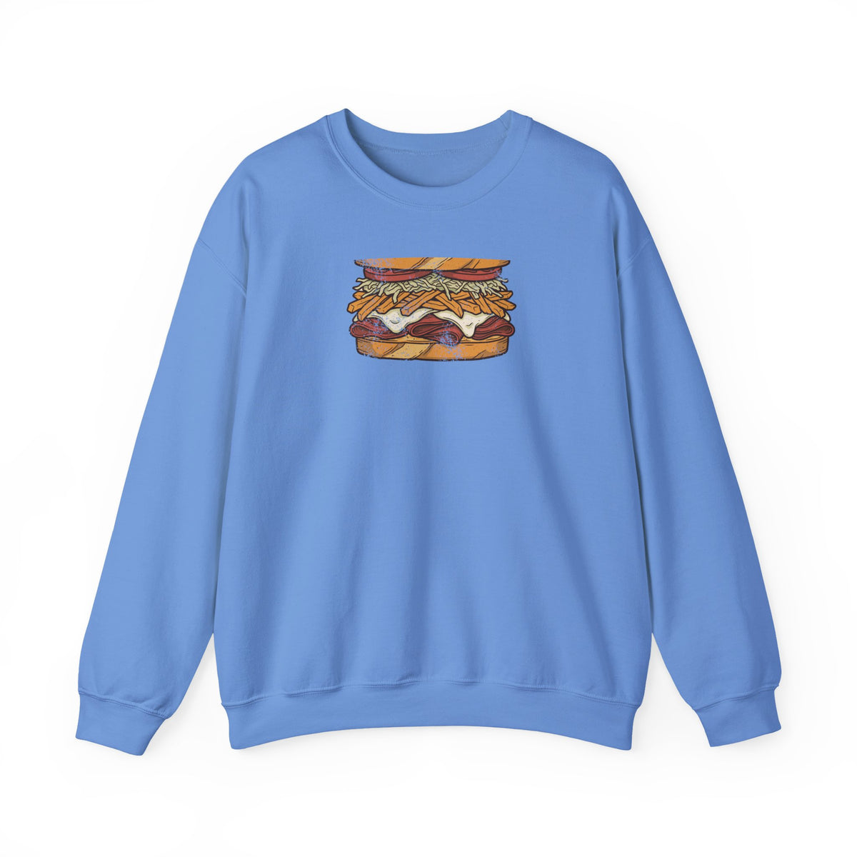 Pittsburgh Fries and Slaw Sandwich Food Illustration Crewneck Sweatshirt