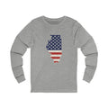 Illinois American Flag Map Long Sleeve Tee
