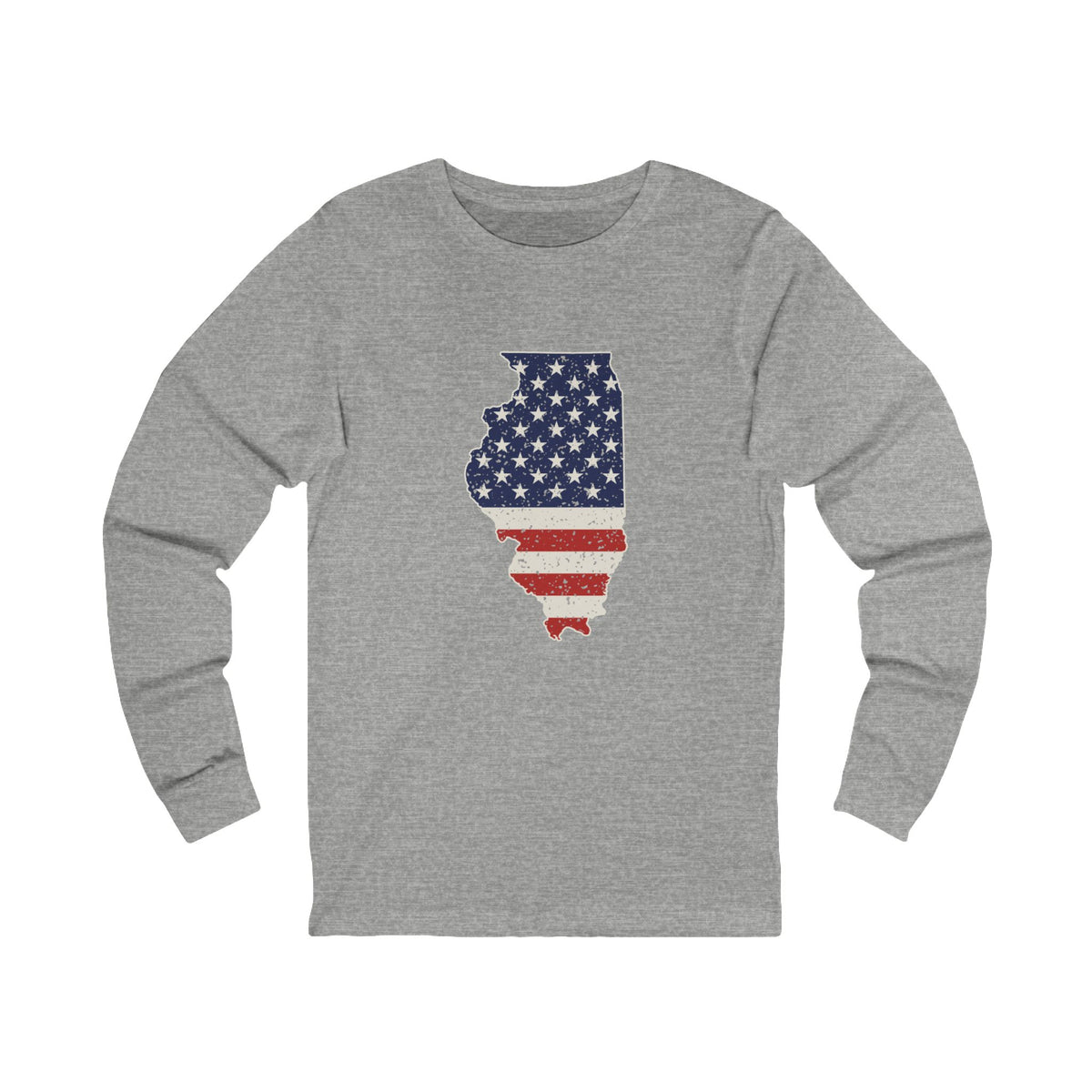 Illinois American Flag Map Long Sleeve Tee
