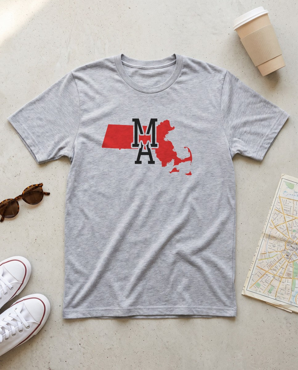 Massachusetts Varsity Monogram Map T-Shirt (photo)