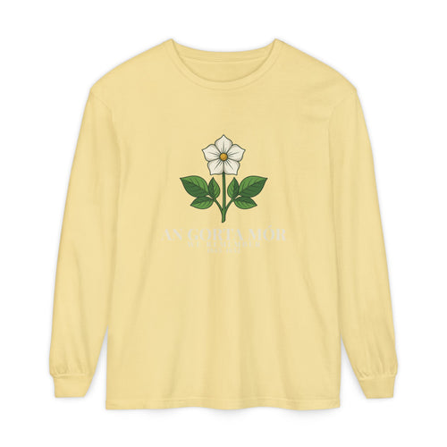 An Gorta Mór We Remember 1845-1852 Potato Blossom Long Sleeve Tee