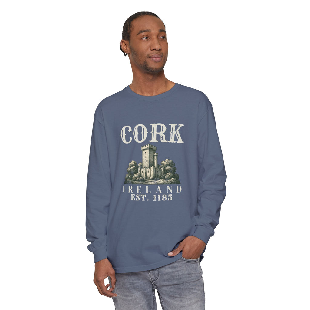 Cork Ireland Est 1185 Castle Sketch Long Sleeve Tee