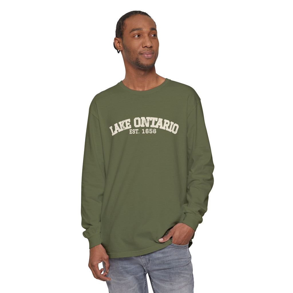 Lake Ontario Est 1656 Retro Varsity Long Sleeve Tee