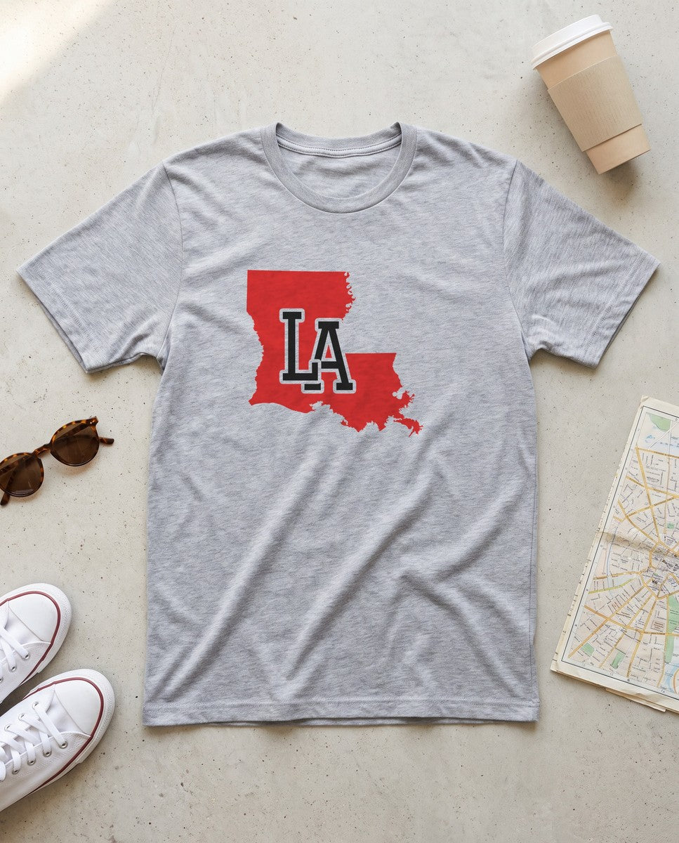 Louisiana Varsity Monogram Map T-Shirt (photo)