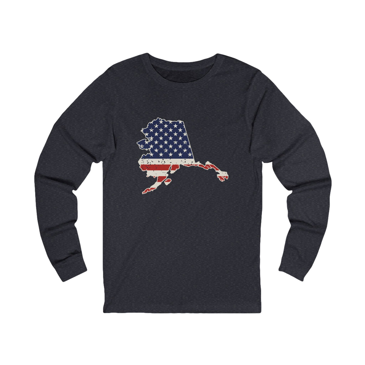 Alaska American Flag Map Long Sleeve Tee