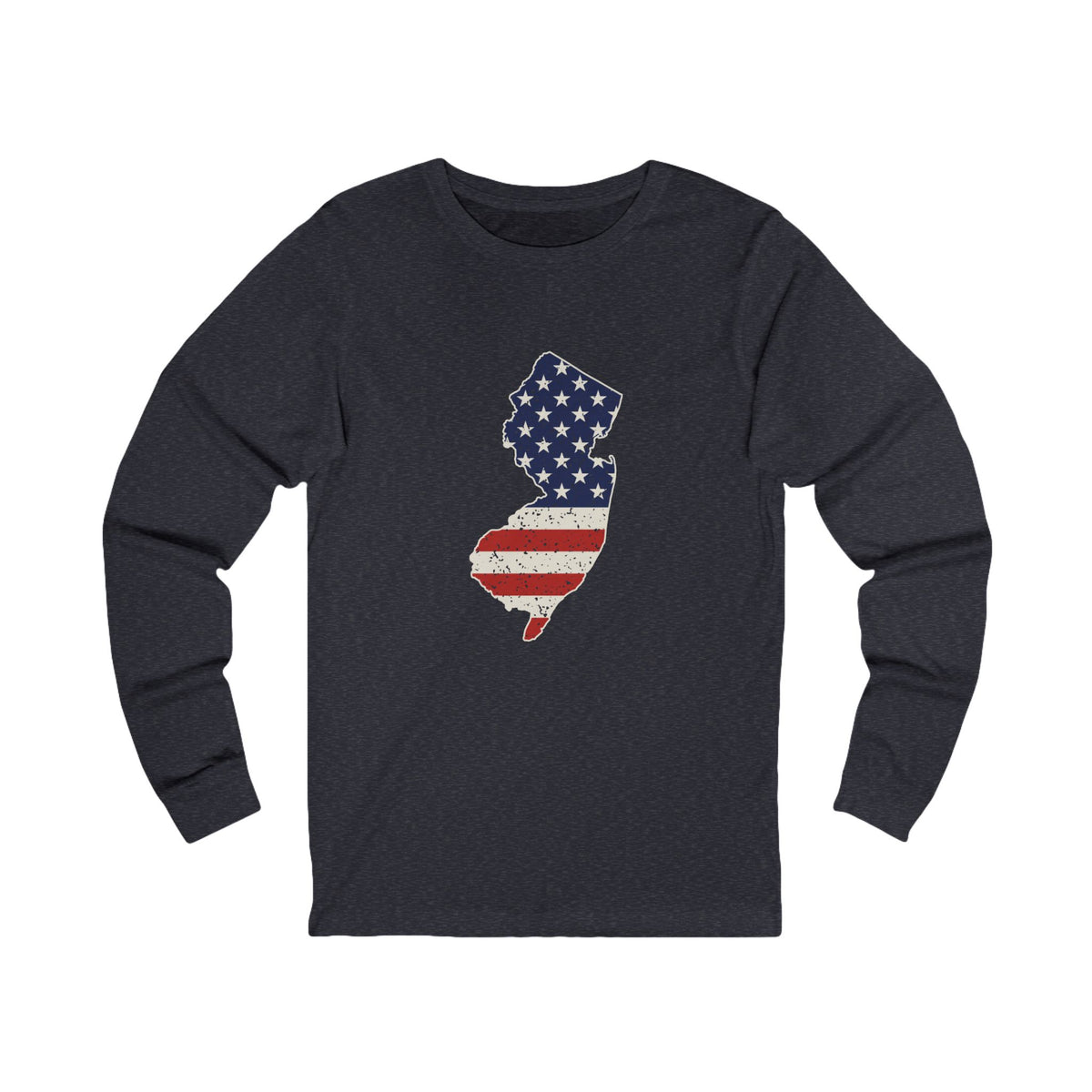 New Jersey American Flag Map Long Sleeve Tee