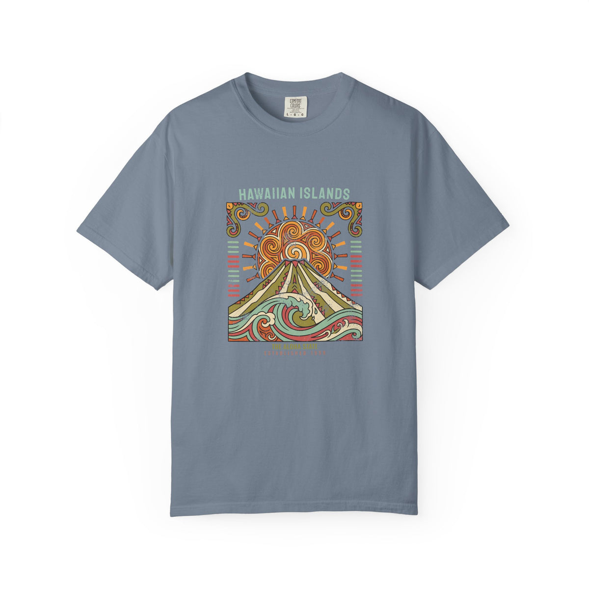 Aloha State Volcano Tattoo Sunrise Wave T-Shirt