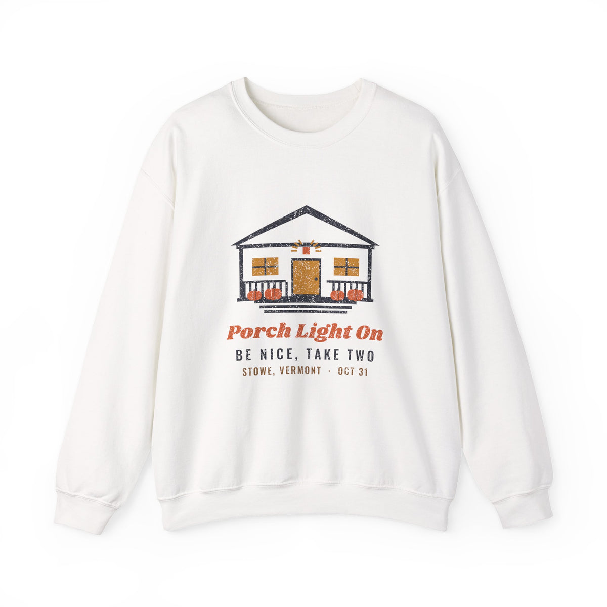 Porch Light On Stowe Vermont Trick or Treat Crewneck Sweatshirt