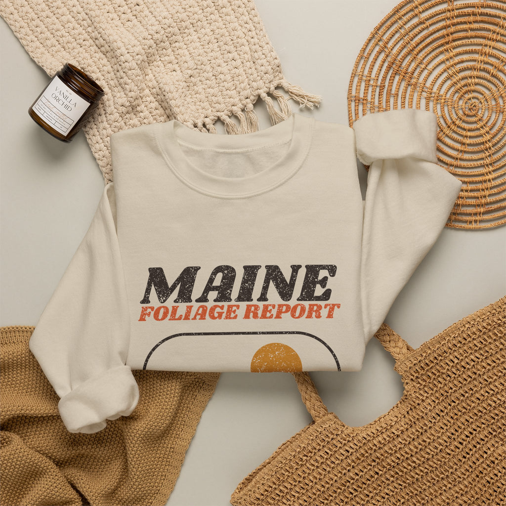 Maine Foliage Report Retro Landscape Crewneck Sweatshirt