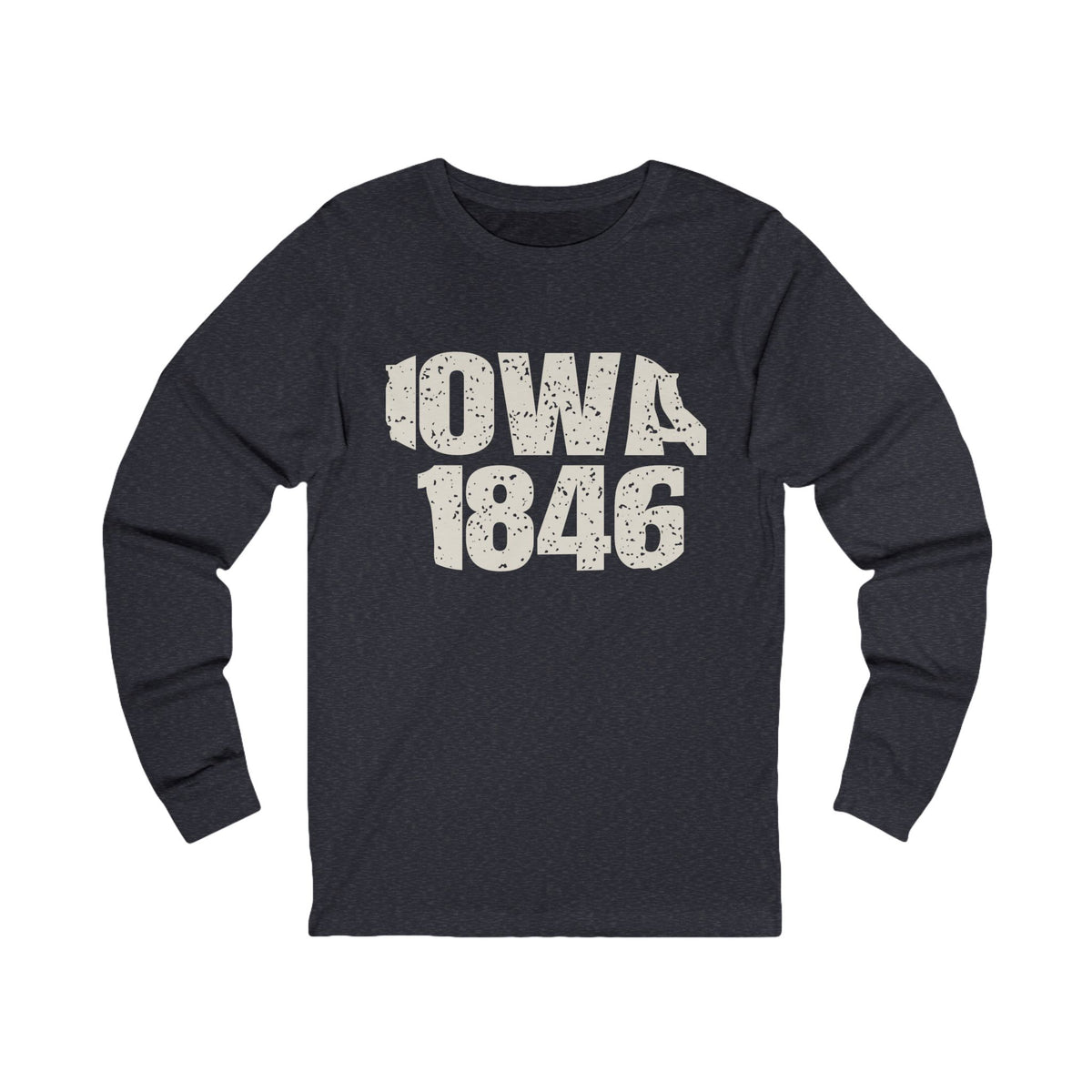 Iowa Vintage Letters Map Long Sleeve Tee