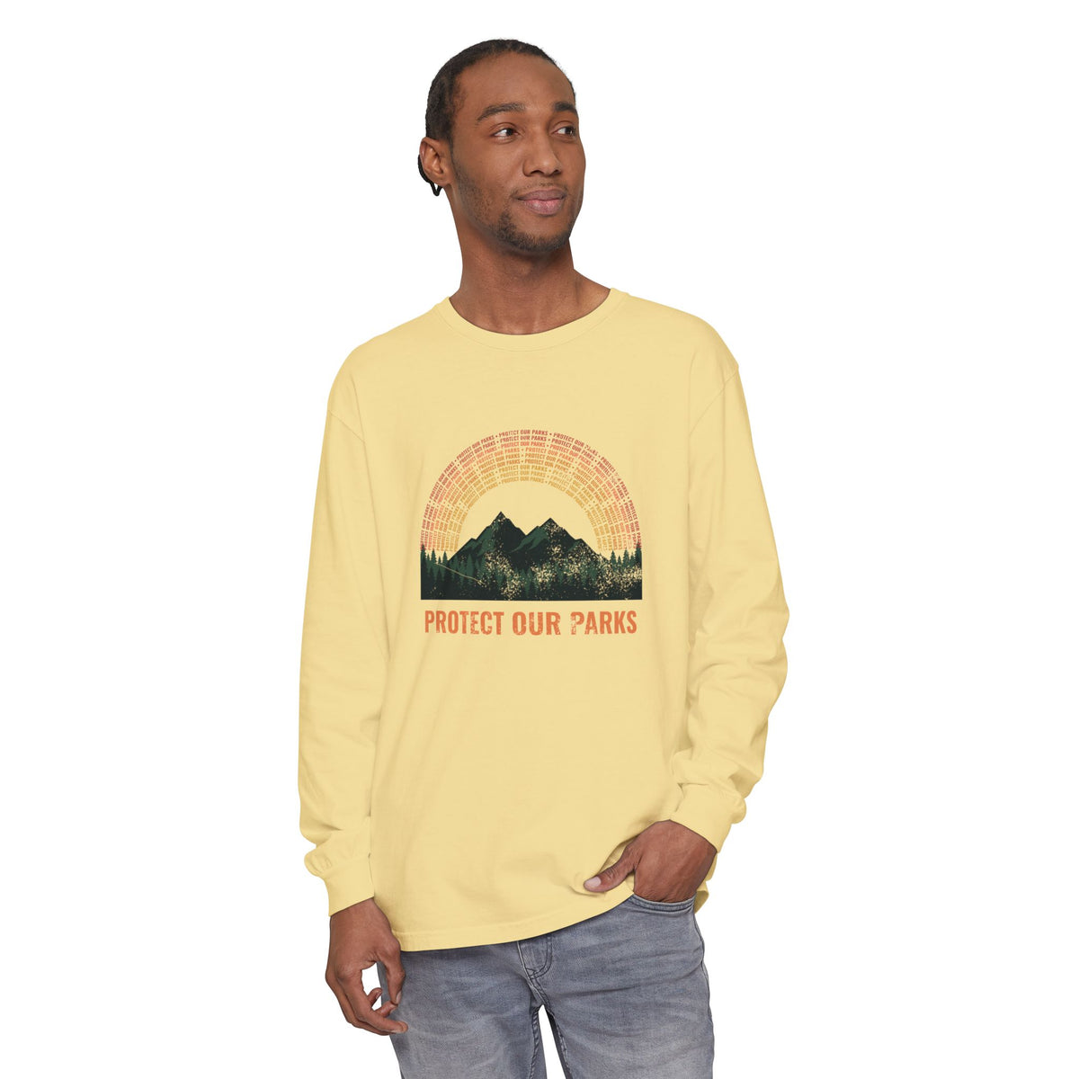 Protect Our Parks Retro Sunset Mountains Long Sleeve Tee